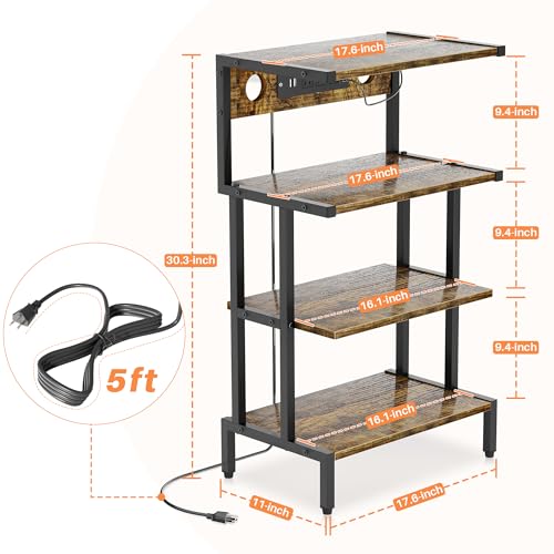 4-Tier Game Console Stand with Storage Shelves J8442