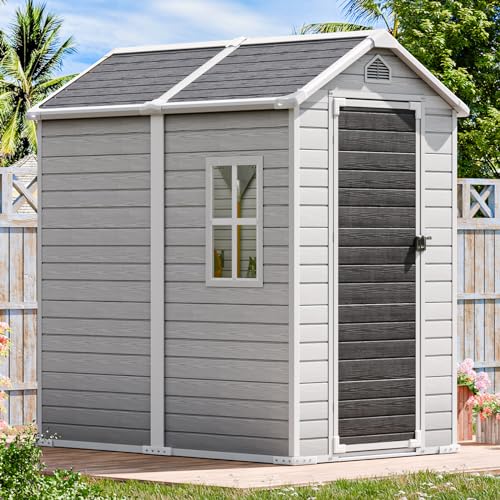 Gray 5x3 FT Waterproof Plastic Storage Shed with Floor M27038