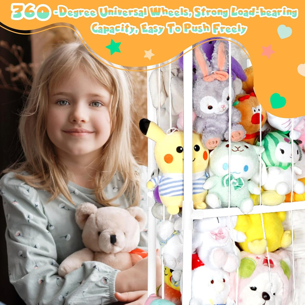 White Stuffed Animal Storage Zoo with Elastic Band and Net Z85658