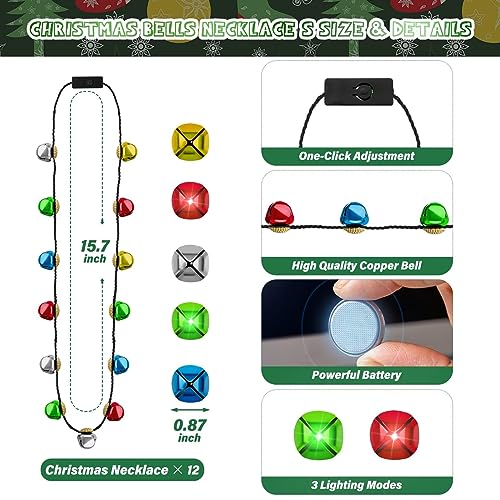 3Pcs Bells Light up Christmas Necklace S325