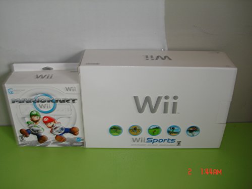 White Wii Console with Mario Kart Wii Bundle F115