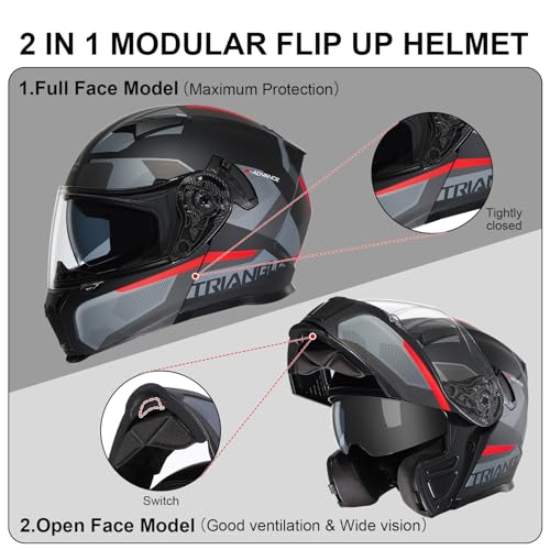 Modular Motorcycle Helmet Flip Up Full Face Dual Visor C84547