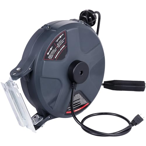 50 FT 14AWG/3C SJTOW Power Cord Reel with Lighted Triple Tap Outlet B650804