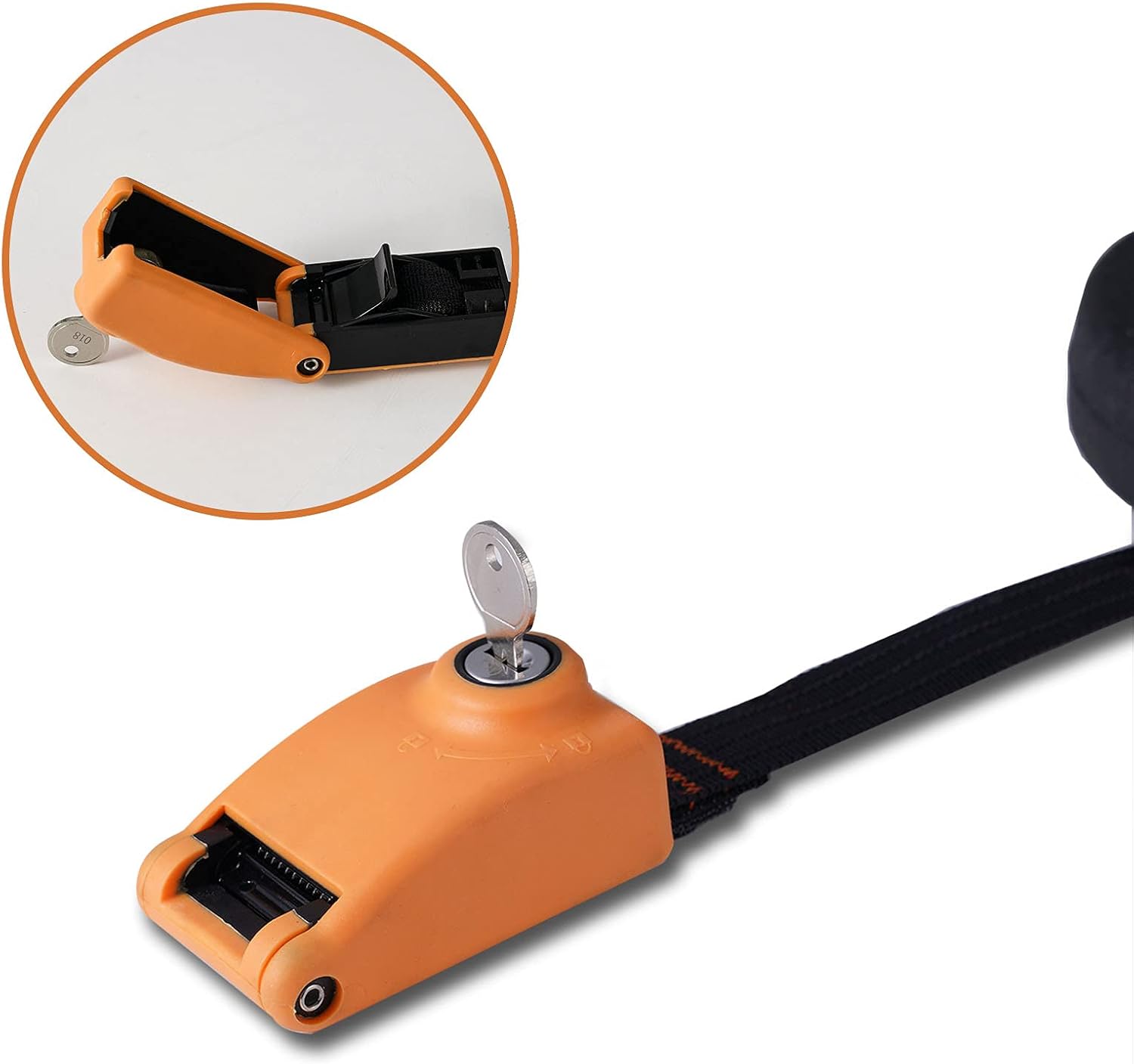 15ft Lockable Tie Down Strap with Silicone Buckle, 2 Pack (Orange) Z888530