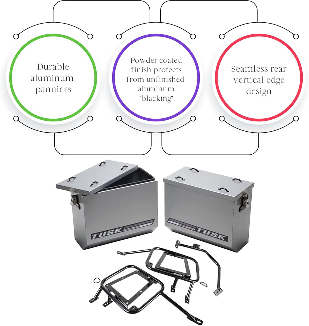 Large Silver Aluminum Panniers with Pannier Racks B4257