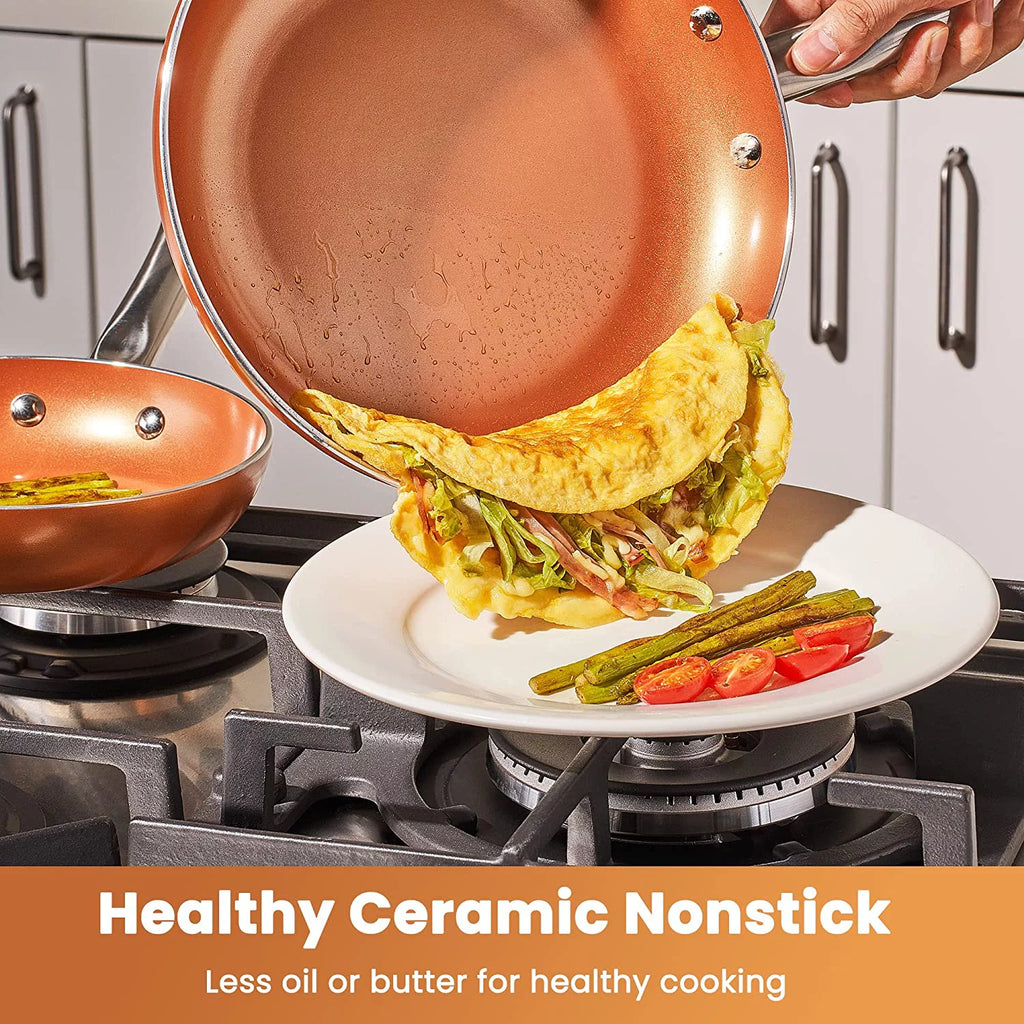 10 Piece Nonstick Ceramic Cookware Set with Stainless Steel Handles A812666