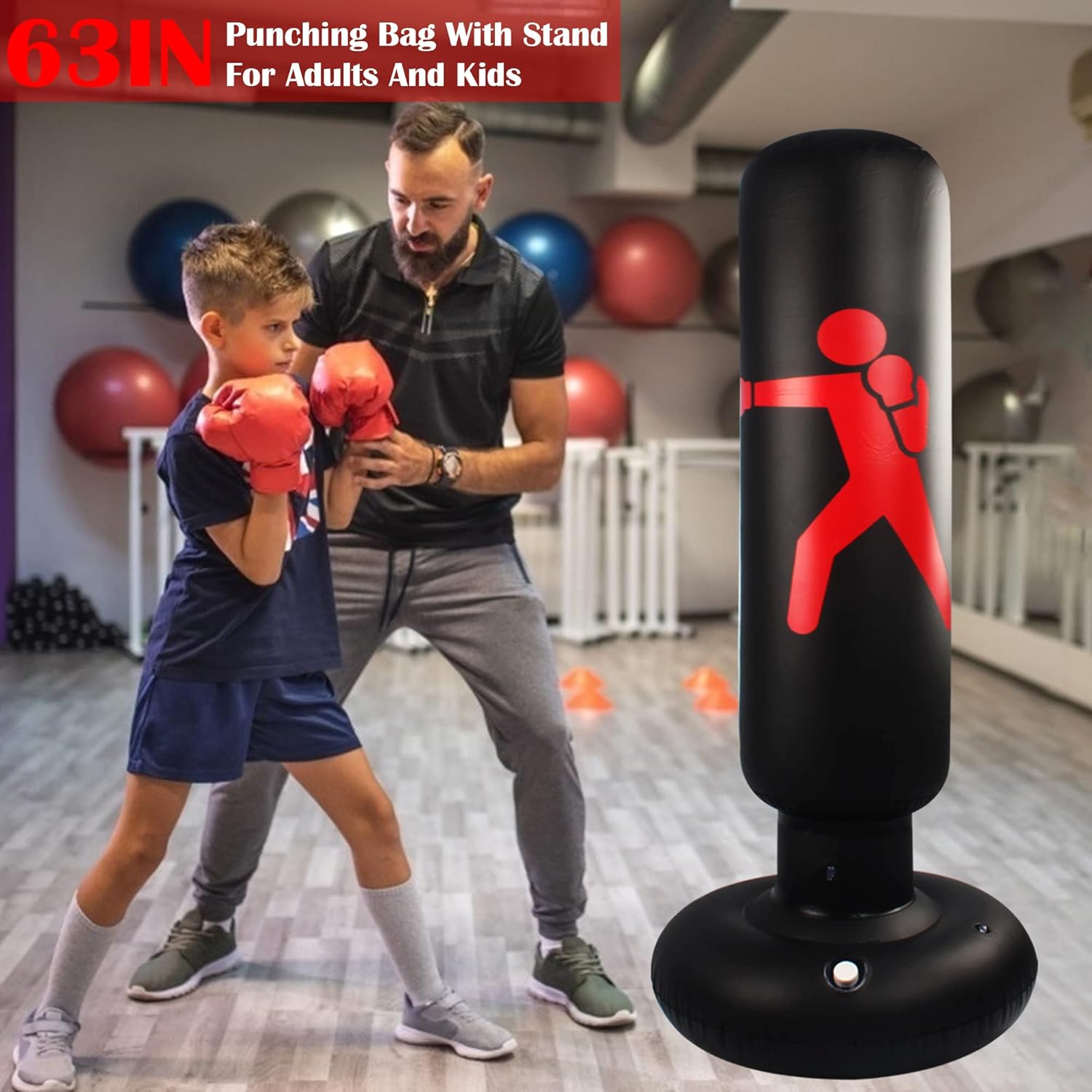 63" Freestanding Inflatable Punching Bag P544194