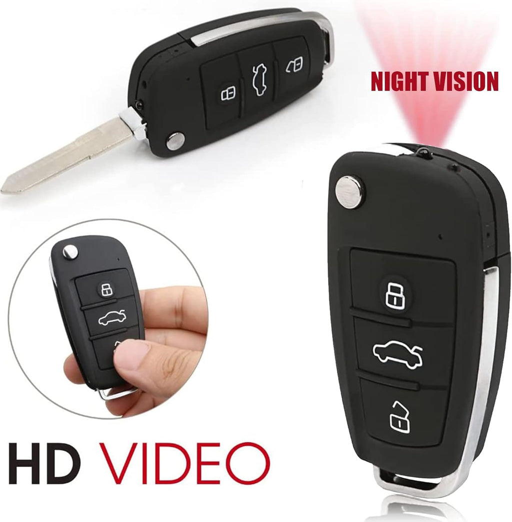 32g Car Key Spy Camera with IR Night Vision Motion Detection HD 1080P Pack of 2 W6319