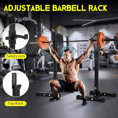 Black Adjustable Squat Rack Stand Set of 2 W9601
