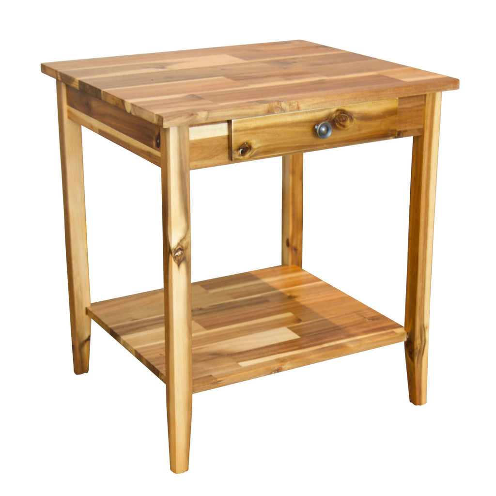 Solid Acacia 1-Drawer End Table - Mahogany V5178