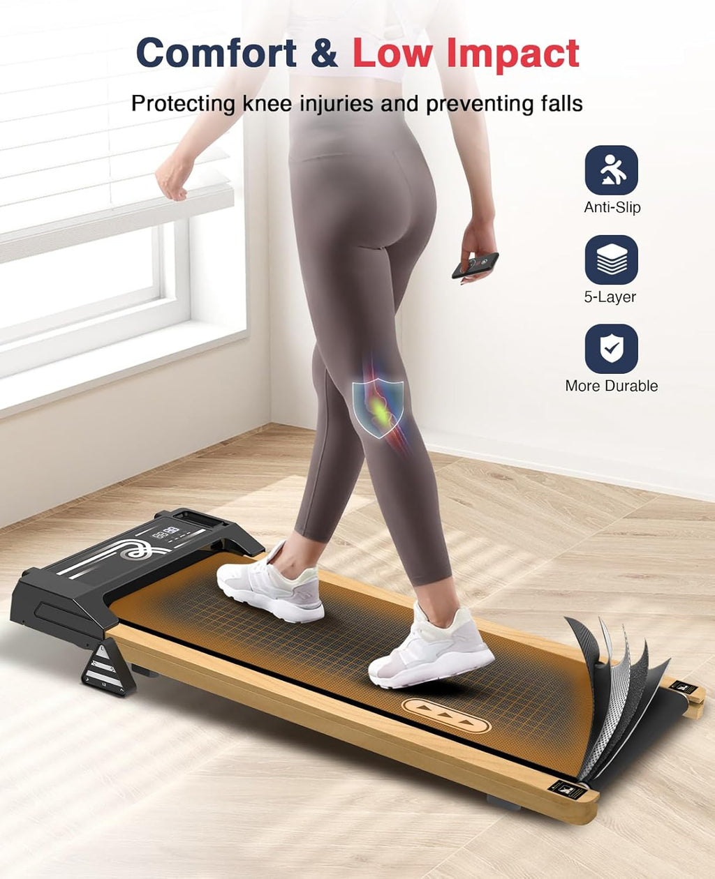 Wood Walking Pad with Incline Under Desk Treadmill V68438