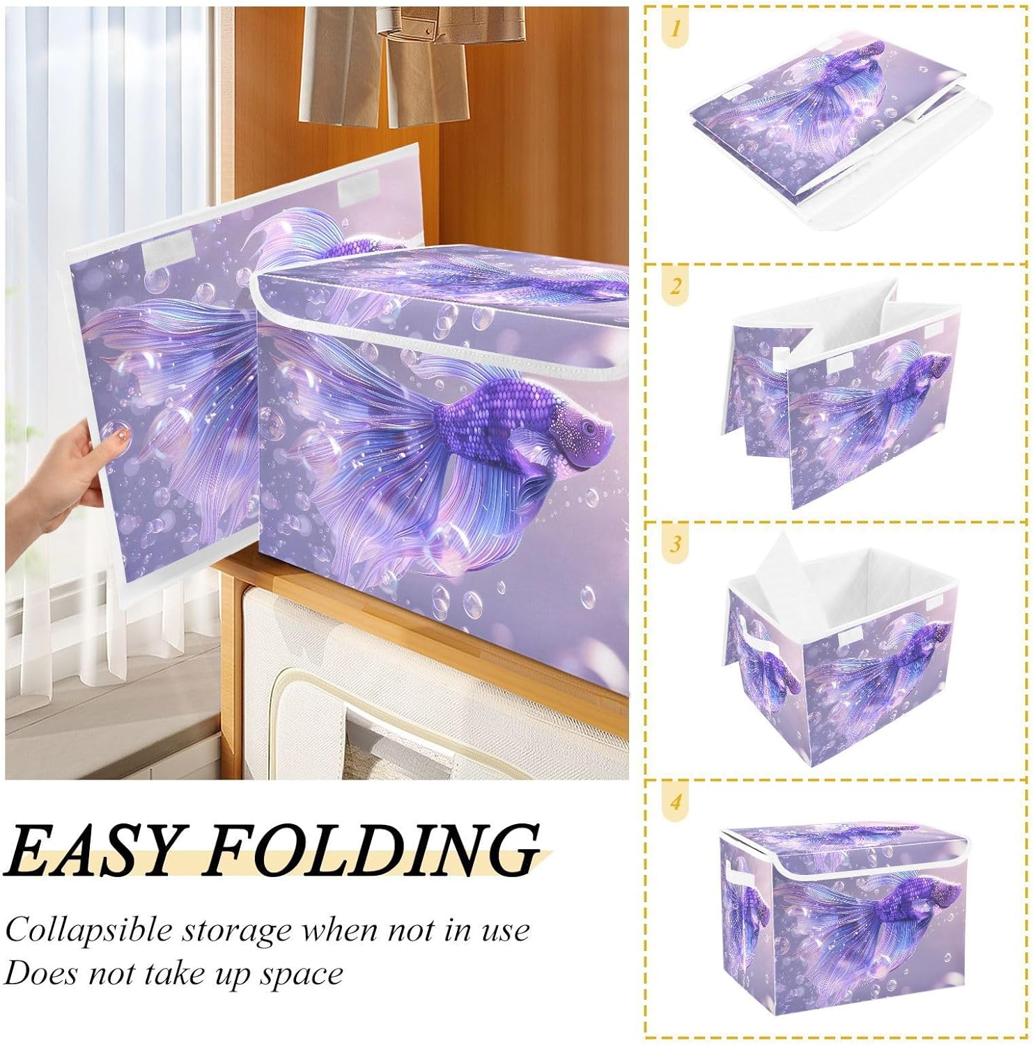 Containers Baskets with Lids Fabric Foldable Storage Bins Organizer with Lid Collapsible Storage Boxes P88758