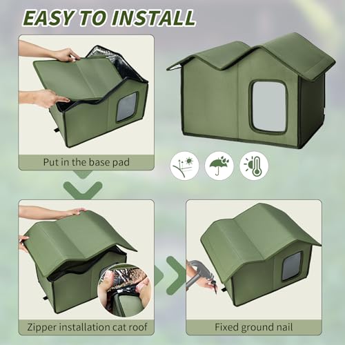 Outdoor Cat House Waterproof Insulated Shelter with Removable Washable Cover N155281