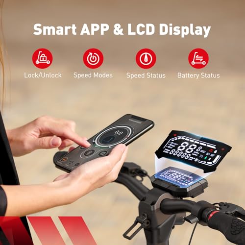Electric Scooter with 28/38 MPH Top Speed, 40/50 Miles Range, 10/11" Offroad Pneumatic Tires, Foldable P69583