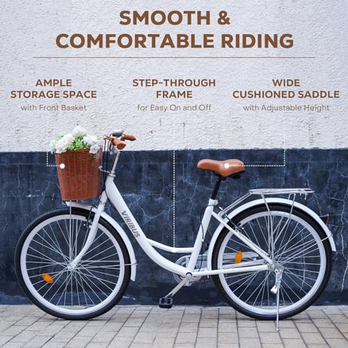 24 26 inch 1 Speed Step Through Cruiser Bike with Basket K8367