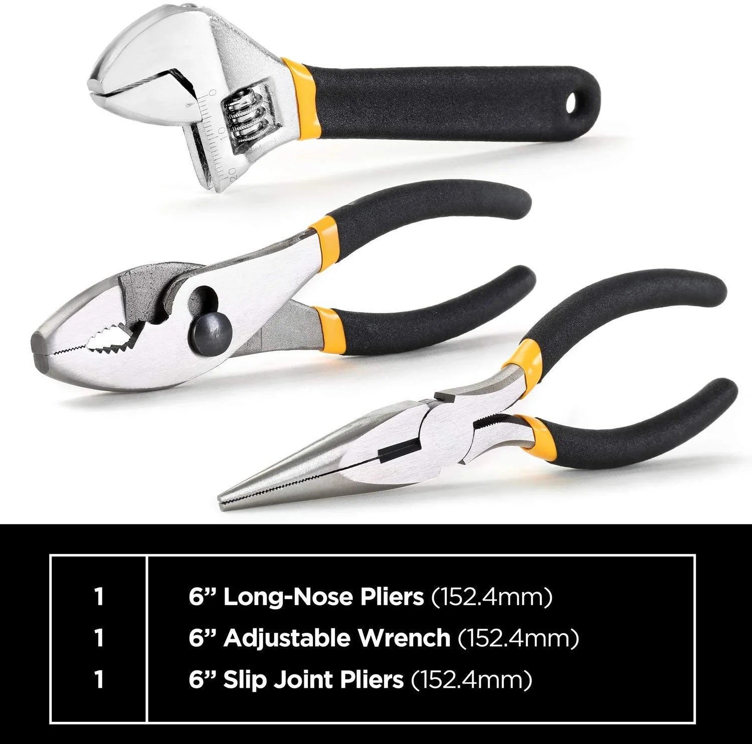 62-Piece Tool Set with Screwdriver Handle, 33 Bits, Pliers, Tape Measure, Torpedo Level, Hammer, Scissors, Wrench, Reinforced Case I77719