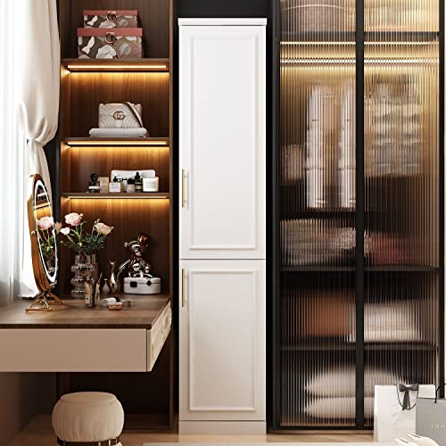 White 2 Door Tall Narrow Wardrobe Closet with Hanging Rod X731