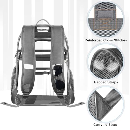Gray Clear Backpack with Reinforced Bottom A3609