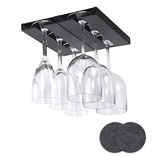 Black 4 Pack Plastic Wine Glass Rack with 4 Coasters Z321