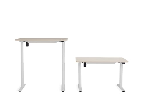 White Base & Light Oak Top Height-Adjustable Desk U77377