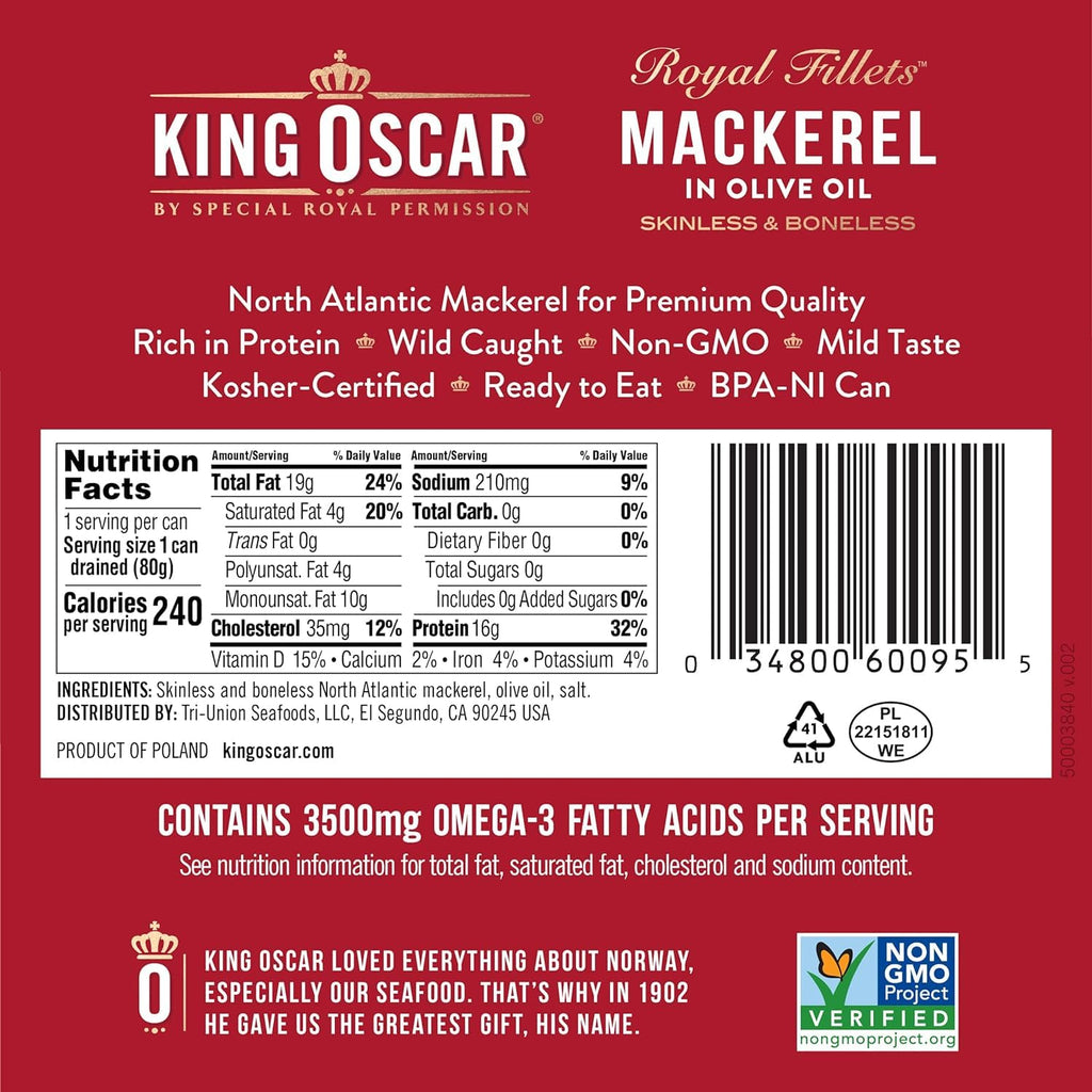 Skinless & Boneless Mackerel Fillets in Olive Oil, 4.05-Ounce Cans (Pack of 1) V42722