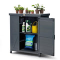 Outdoor Storage Cabinet with Metal Tabletop, 3 Adjustable Shelves R61534