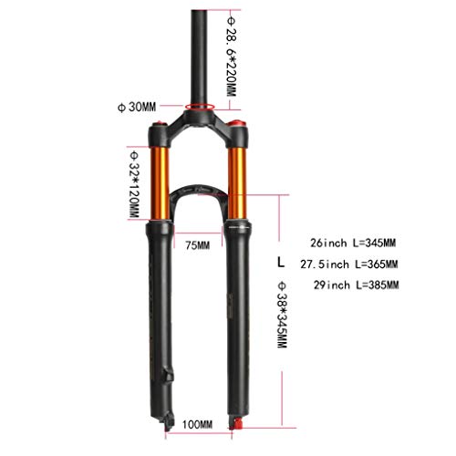 Black 26-Inch 1-1/8' Magnesium Alloy 100mm Suspension Fork X5248