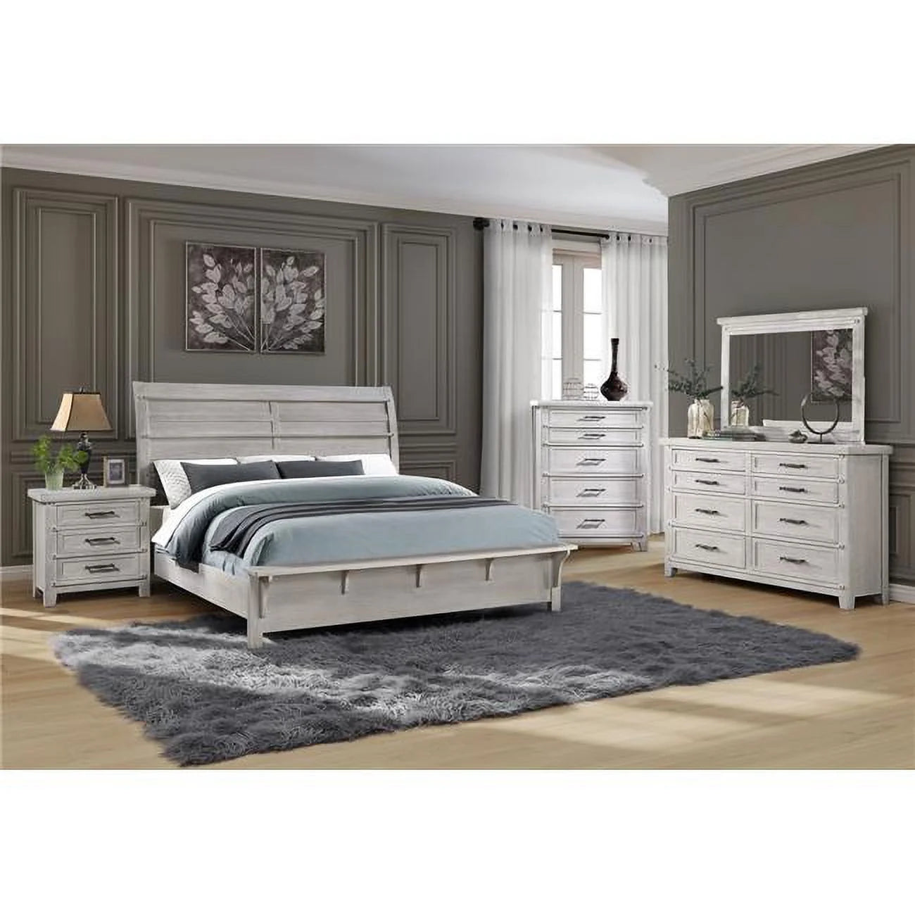 White & Oak Queen Size Bed G283