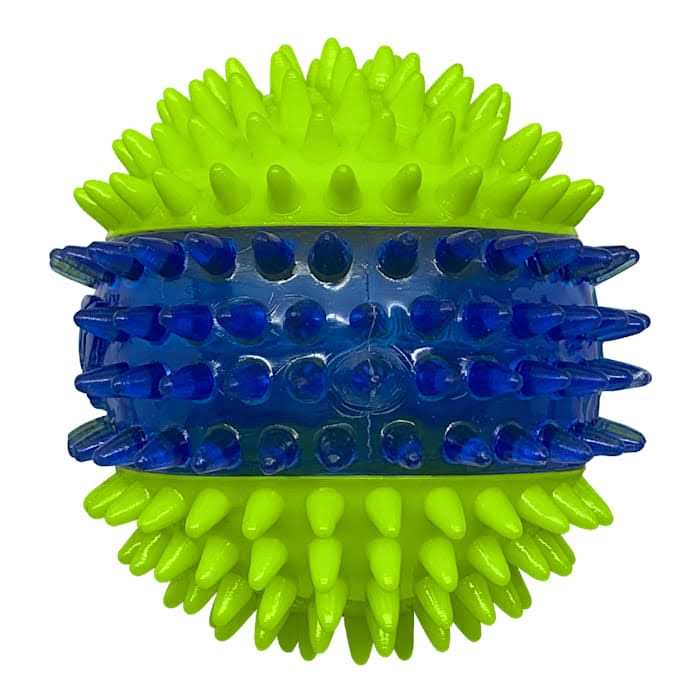 Translucent TPR 3-Part Spike LED & Squeak Ball Dog Toy Q560