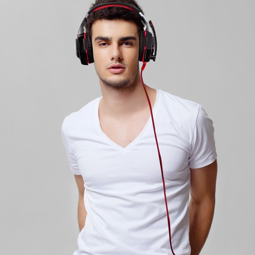 Comfortable 3.5mm Stereo Over-Ear Headphone Headband with LED Lighting R7896