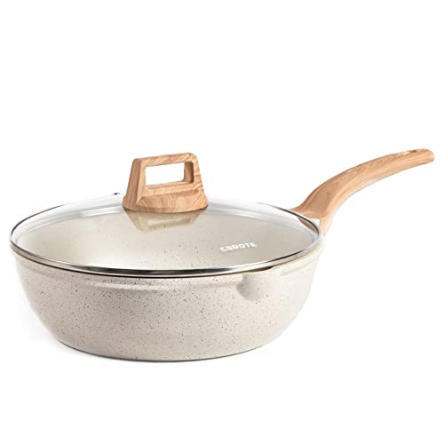 12Inch Nonstick Deep Frying Pan with Lid, 5.5 Qt Jumbo Cooker Saute Pan M40419