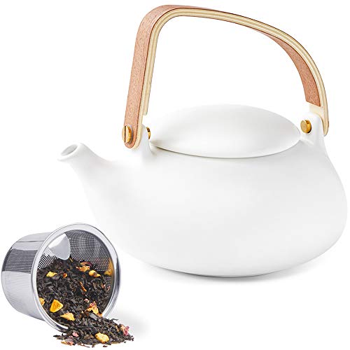 27 oz Ceramic Japanese Teapot with Fine Stainers and 4 Cups F940086