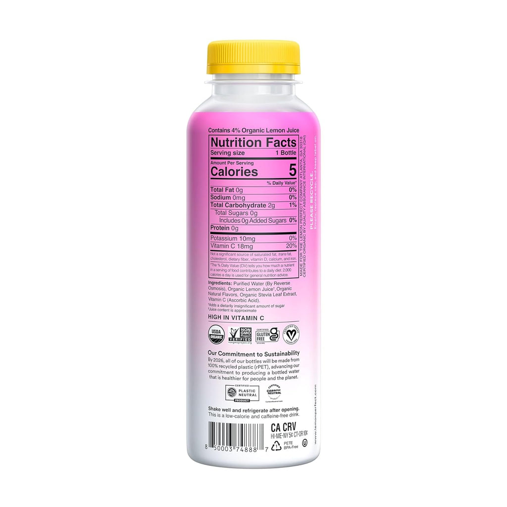 Organic Hydrating Flavored Lemon Water Zero Sugar 15.2 fl oz Bottle (Pack of 12) S781131