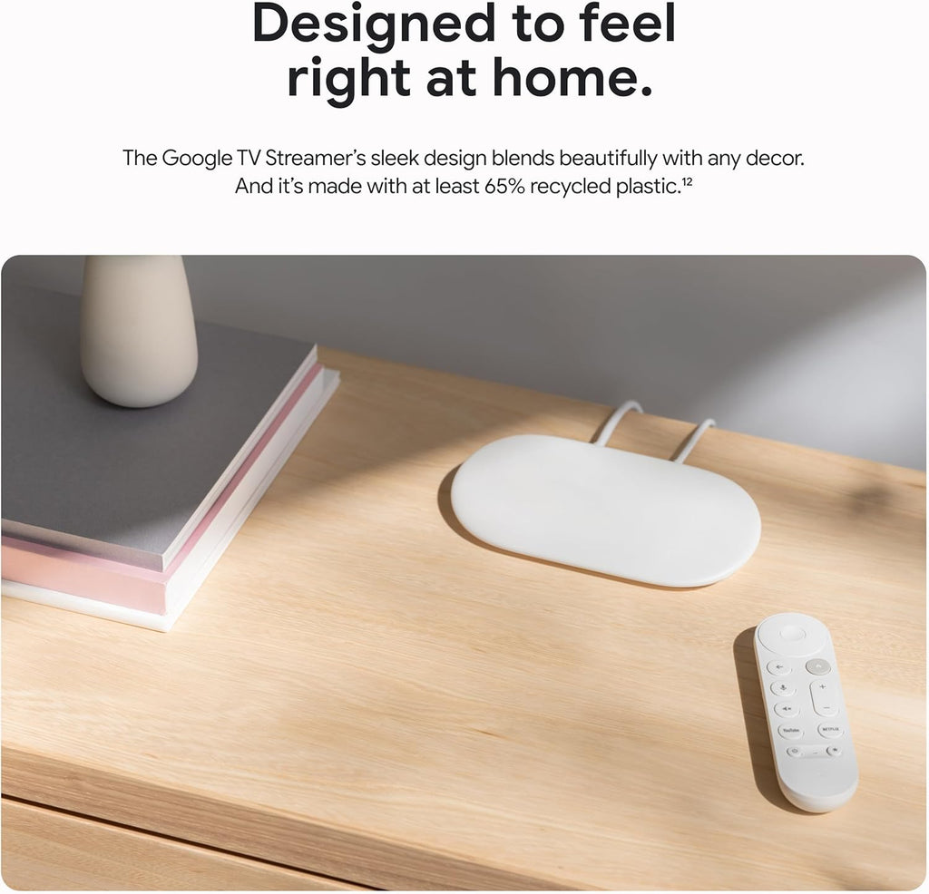 Porcelain 4K Google TV Streamer with Voice Search Remote S8361