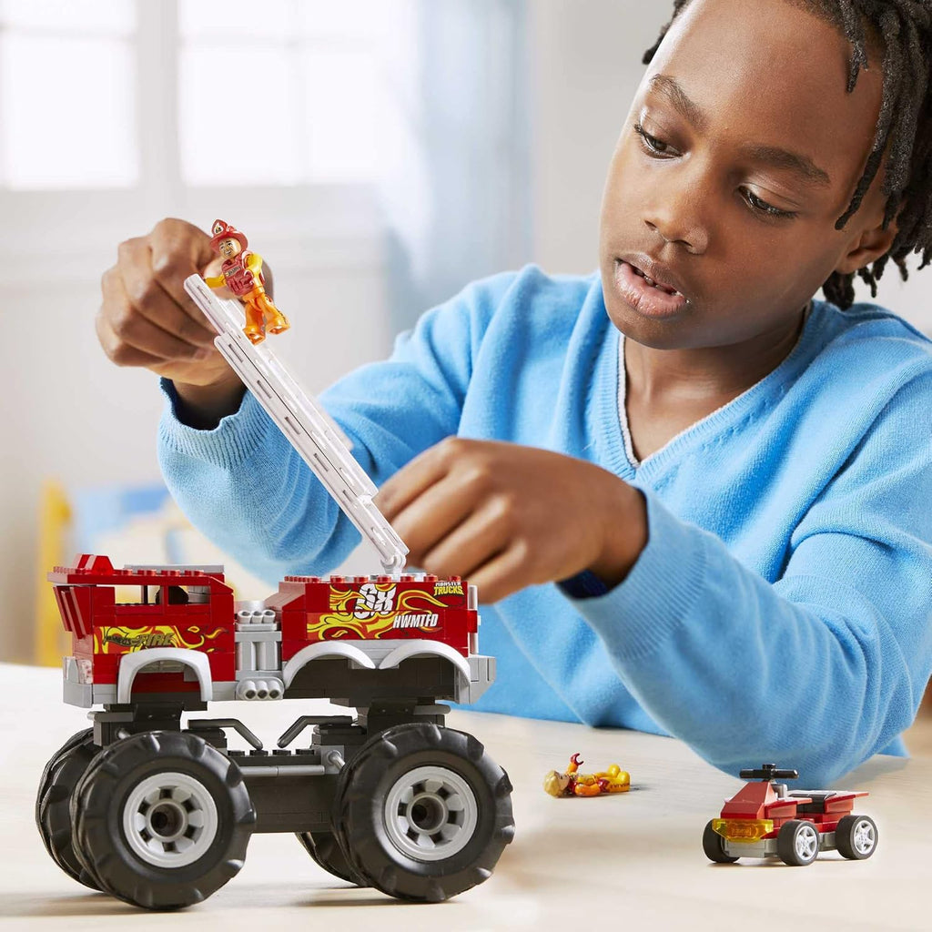 Red Monster Truck Building Toy Playset with 284 Pieces and Giant Wheels D102404