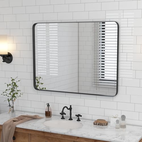 Gold 24 x 36 Inch Metal Framed Rounded Rectangle Vanity Mirror I295