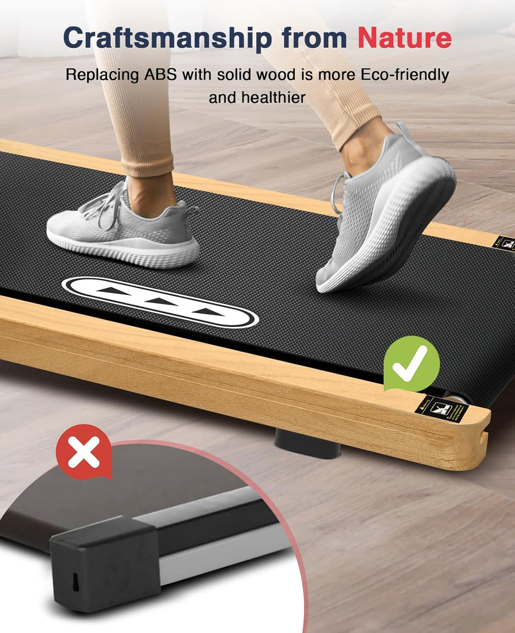 Wood Walking Pad with Incline Under Desk Treadmill V68438
