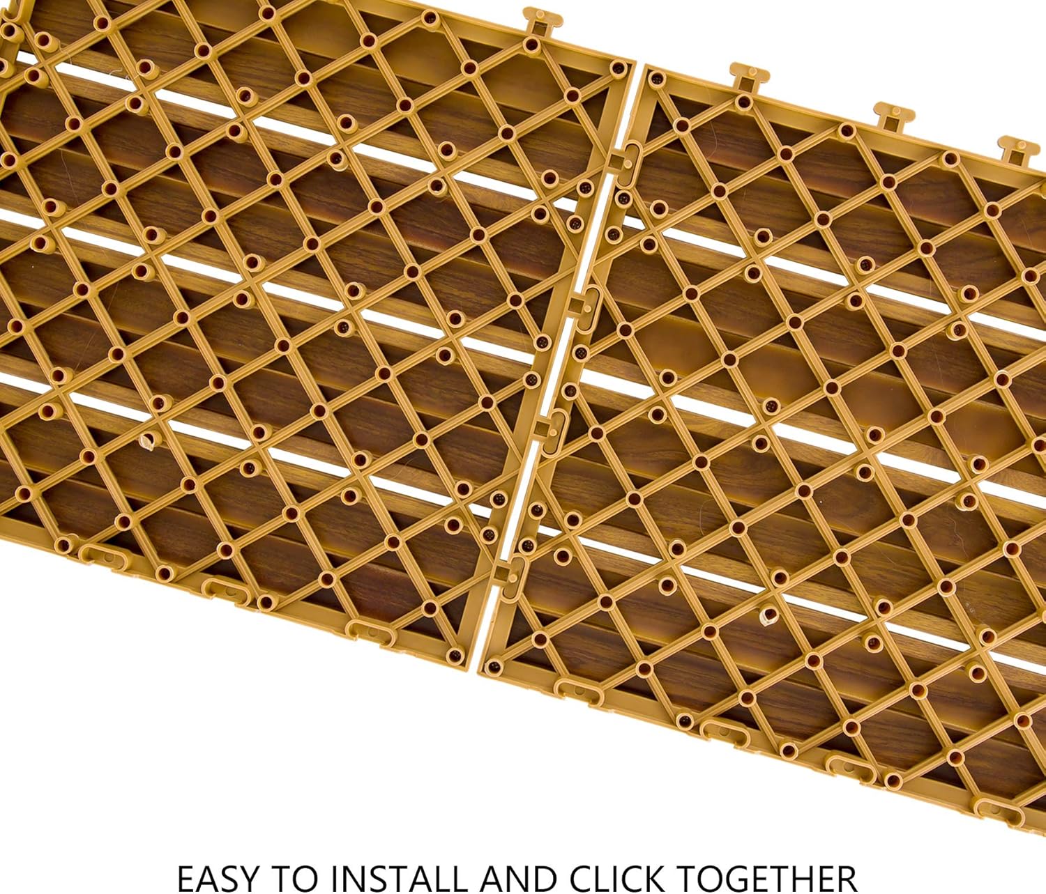 9PCS Aluminum Interlocking Deck Patio Tiles, 12” x 12” Wood Acacia E5368