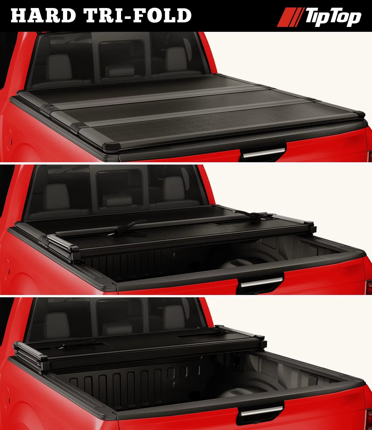 Tri-Fold Hard Tonneau Cover Truck Bed FRP for 2007-2023 CHEVY Silverado 1500 & GMC Sierra 1500 with 6.6ft Bed (78.9") D849109