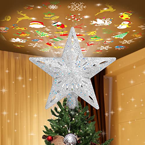 Gold Christmas Tree Topper with LED Projection I215