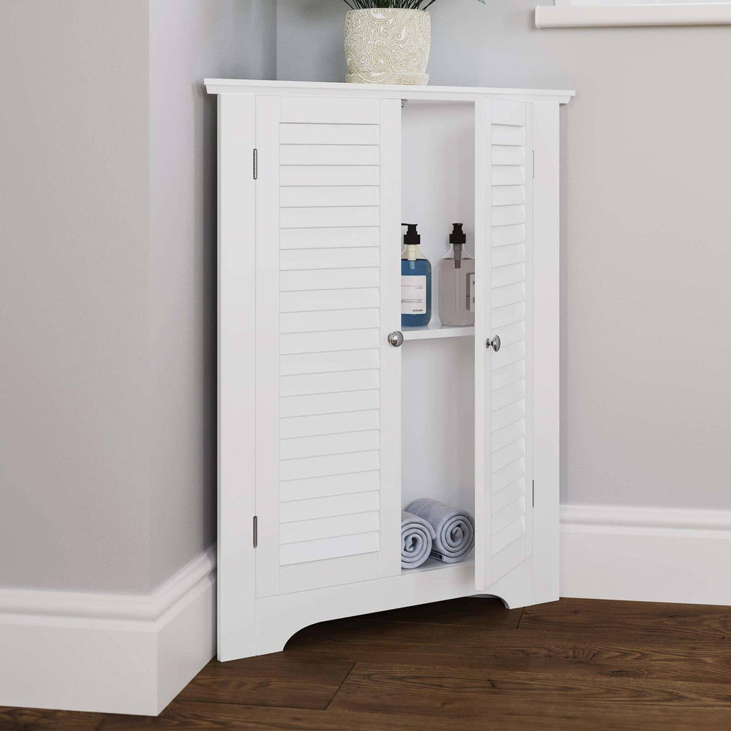 White 3-Shelf Corner Cabinet C176