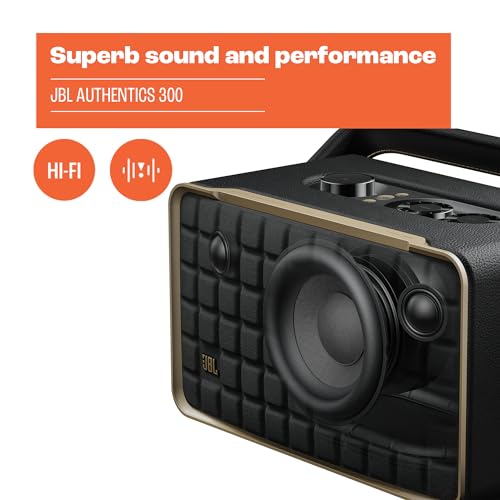 Retro Style Smart Home Speaker with Wi-Fi, Bluetooth and Voice Assistants (Black/Gold) V49666