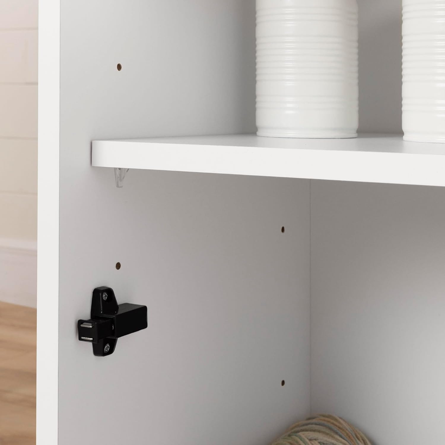 Pure White Counter-Height Craft Table with 4 baskets P128677