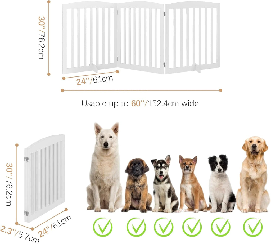 White 72" Tall 30" Wooden Pet Gate P211