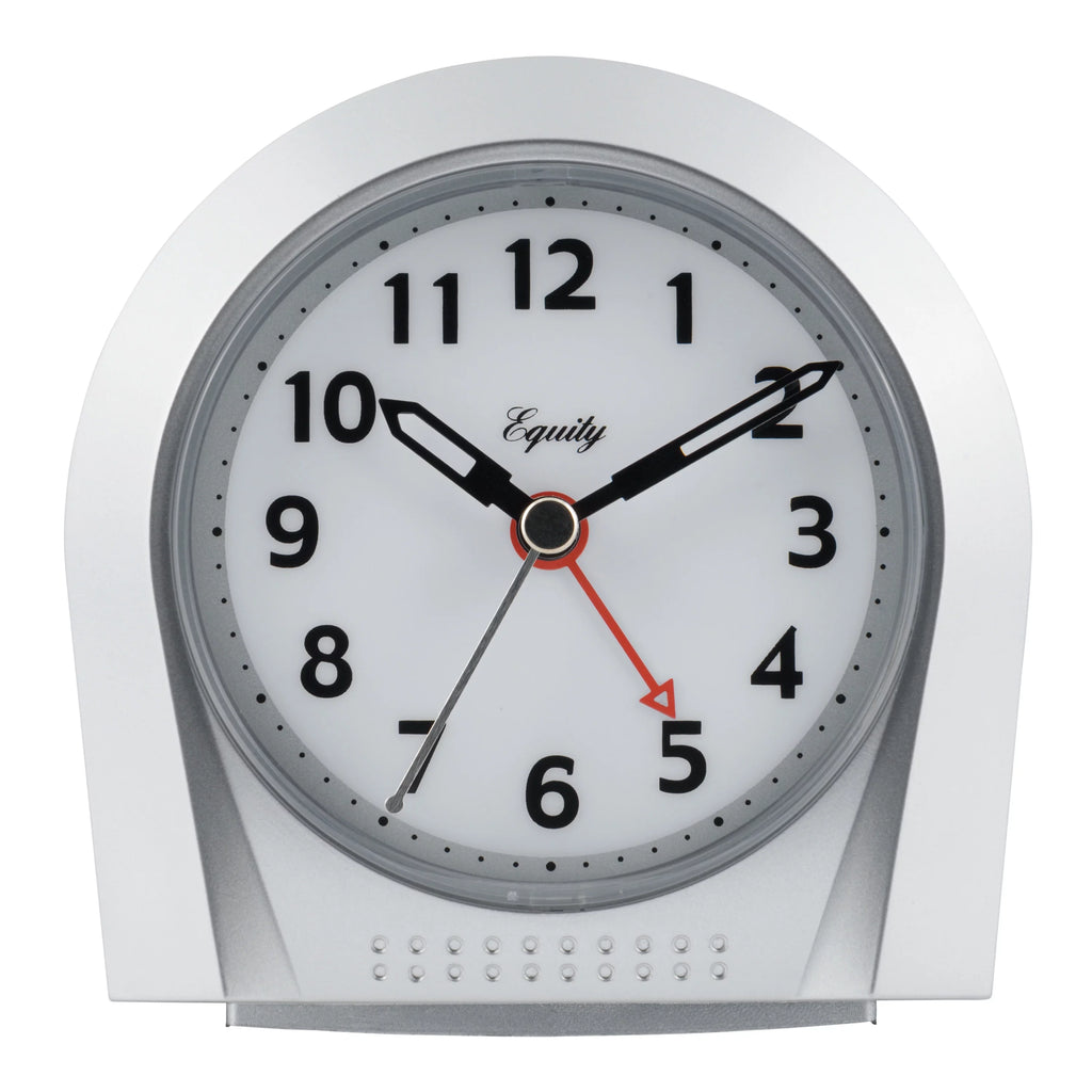 Silver Silent Sweep Night Vision Alarm Tabletop Clock B77014