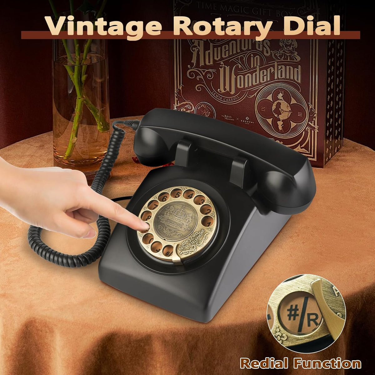 Retro Rotary Landline Phones with Mechanical Ringer Vintage Corded Phones I33349