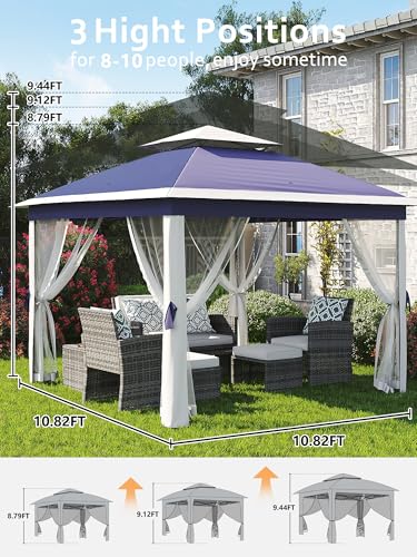 Khaki Pop Up Gazebo Tent with Mosquito Netting F607749