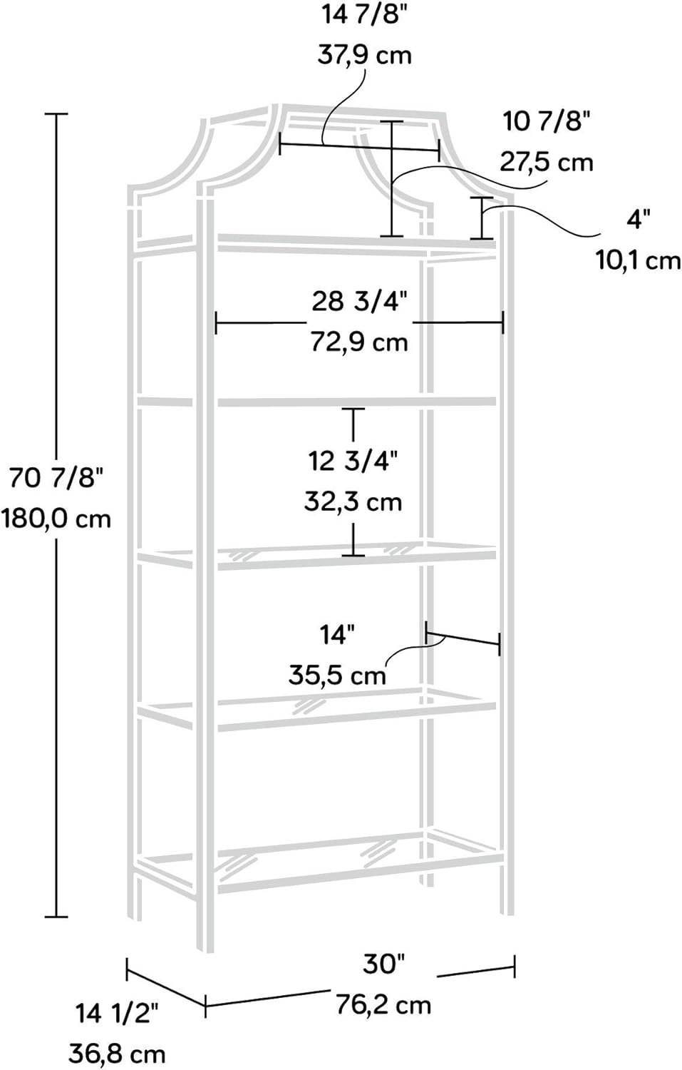 Satin Gold Bookcase O33244