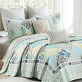 Blue Grey 100% Cotton Queen Size 3-Pieces Quilt Bedding Set T837358