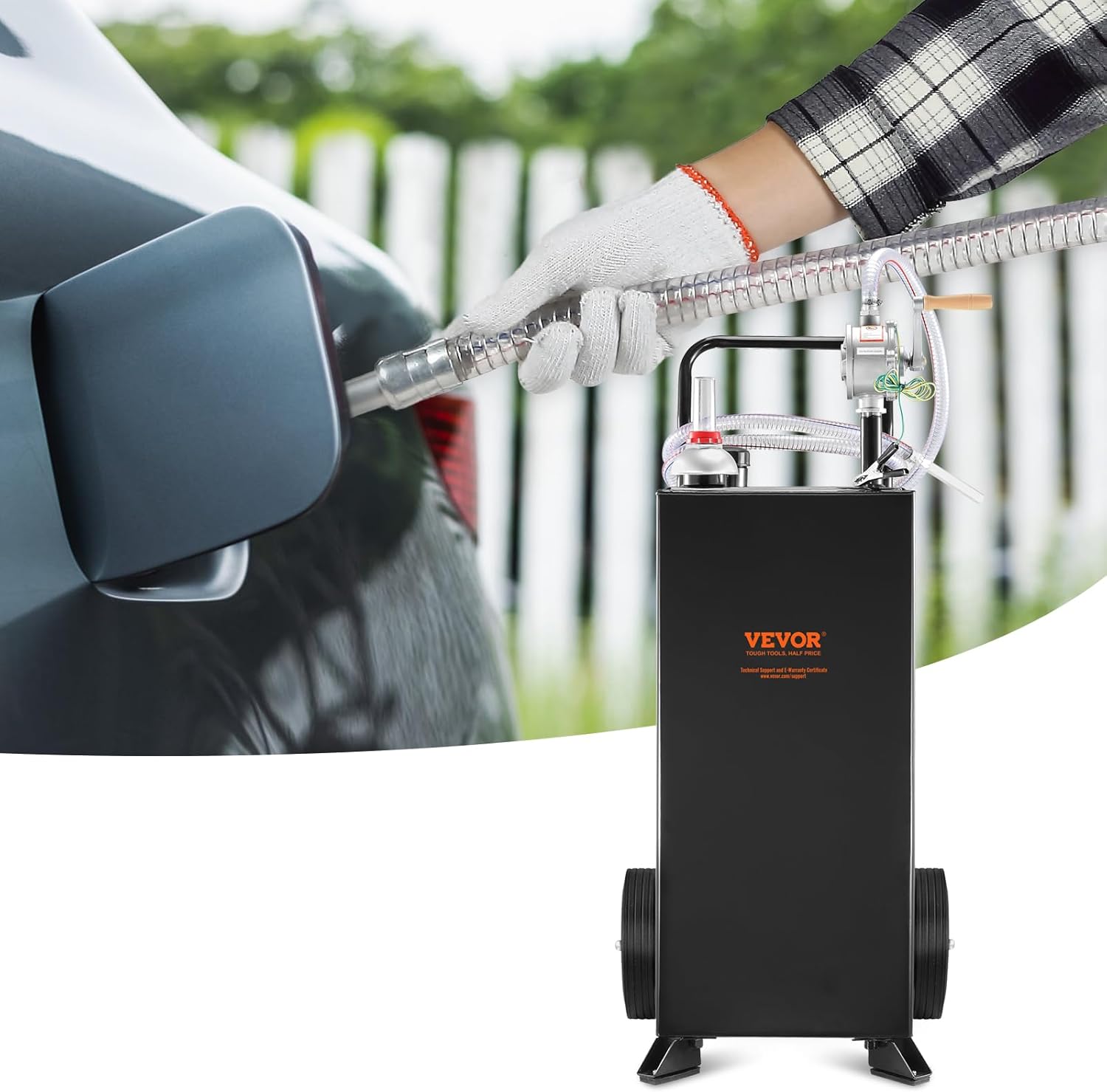Black 30 Gallon Portable Fuel Caddy with Manual Transfer Pump Z707358